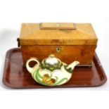 A Regency tea caddy with fitted interior; and a Royal Doulton Art Nouveau teapot D3434