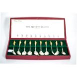 The Queens Beasts Spoons, a set of ten parcel gilt spoons, numbered 1180/2000, 1972, in fitted