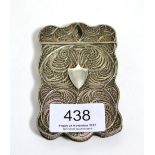 A 19th century filigree shaped rectangular white metal card case