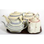 Three Castleford teapots and a Newhall teapot