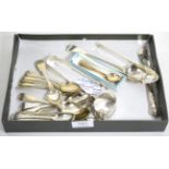 Three sets of six Newcastle silver spoons including a bright engraved set by Christian Ker Reid; a