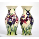 A pair of Duet pattern Moorcroft pottery vases, boxed
