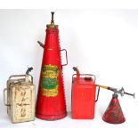 A Vintage Redex Additive Conical Shaped Dispenser, 24cm; a vintage metal and red painted Wizard Soda