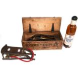 A Kismet Duplex Master Foot Pump, in original pine box; A Vintage W&D Foot Pump; and A Battery