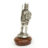 A 1920s Nickel Plated on Brass Car Mascot modelled as a Rover Standard Viking, holding a spear in