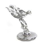 A 1930s Chrome Plated Rolls Royce Spirit of Ecstasy Car Mascot, mounted on a chrome radiator cap,