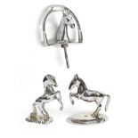 Three Chrome Car Mascots in the form of Horses, two modelled rearing, the other as a head profile