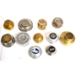 Eleven American Hub Caps, to include E-M-F, Cadillac, Kisselkar, Lincoln, The Locomobilee Co,