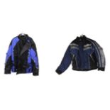 An Akito Python Blue and Black Motor Cycle Jacket, size XXXL; together with A Lady's Belstaff Padded