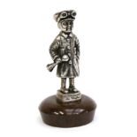 La Chauffeur Motor Mascot by Ondine of Paris, nickel plated on bronze, featuring a chauffeur boy