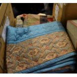 A 20th century blanket quilt ''The Comfy'', appears unused, reversible designs of sky blue