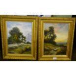 M.Ansell, two landscapes, oil on canvas laid on board, 18th century