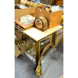 Assorted items to include three mirrors, fire screen, table lamp, mantle clock etc