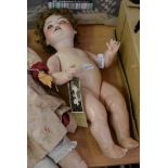 Heubach Koppelsdorf bisque socket head doll, impressed '300.3' with sleeping blue eyes, curly