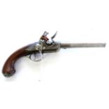 An 18th Century Officer's `Queen Anne' 20 Bore Flintlock Travelling Pistol by H Delaney, London, the