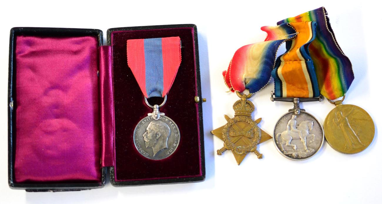 A First World War Trio, to SE.6727 PTE.A.KNIGHT.A.V.C., comprising 1914-15 Star, British War Medal