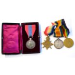 A First World War Trio, to SE.6727 PTE.A.KNIGHT.A.V.C., comprising 1914-15 Star, British War Medal