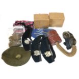 A Collection of Glengarries, Side Caps and Berets, comprising Cameron Highlanders, with plated