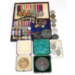 A Collection of Medals, Medallions and Coins, including a Second World War group of six, court