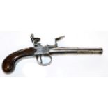 A Late 18th Century Flintlock Greatcoat Pistol by W Henshaw, Strand, London, the 10cm turn-off steel