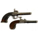 A 19th Century Percussion Pocket Pistol, with 7.5cm turn-off octagonal steel barrel, the