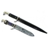 A German Third Reich Parade Bayonet, the blade by E & F Horster, Solingen, the plated hilt with