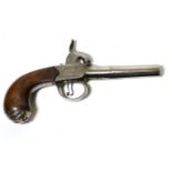 An 18th Century Percussion Pocket Pistol, converted from a flintlock, the 6cm turn-off steel