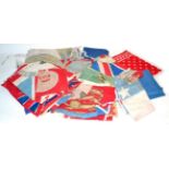 A Collection of Approx. 40 Items Patriotic Printed Fabric Flags and Bunting, Victorian and later;