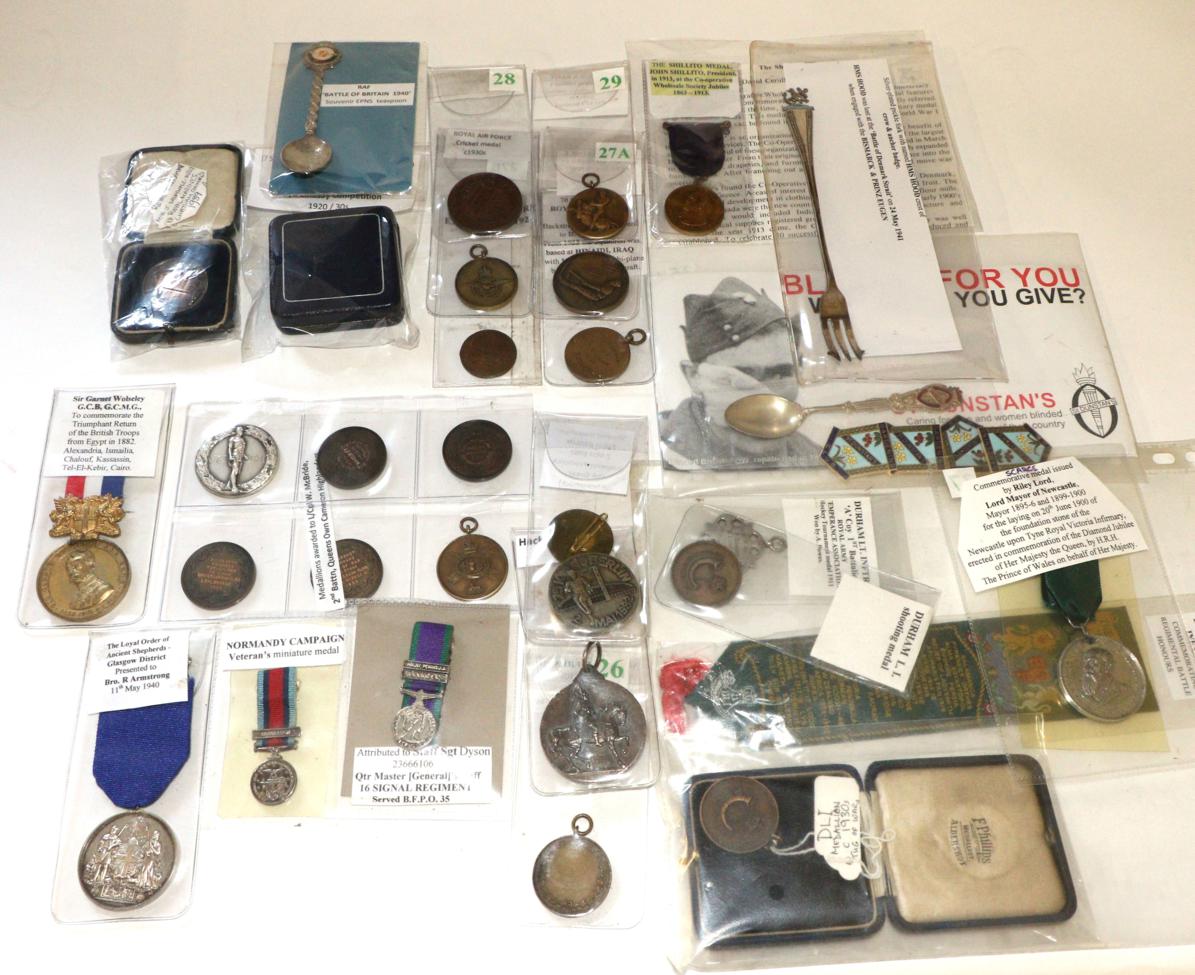 A Collection of Silver, Bronze and Other Sporting Medals, many with military associations, including