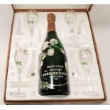 Perrier-Jouet Belle Epoque 1982, vintage champagne, magnum, cased presentation set with four flutes