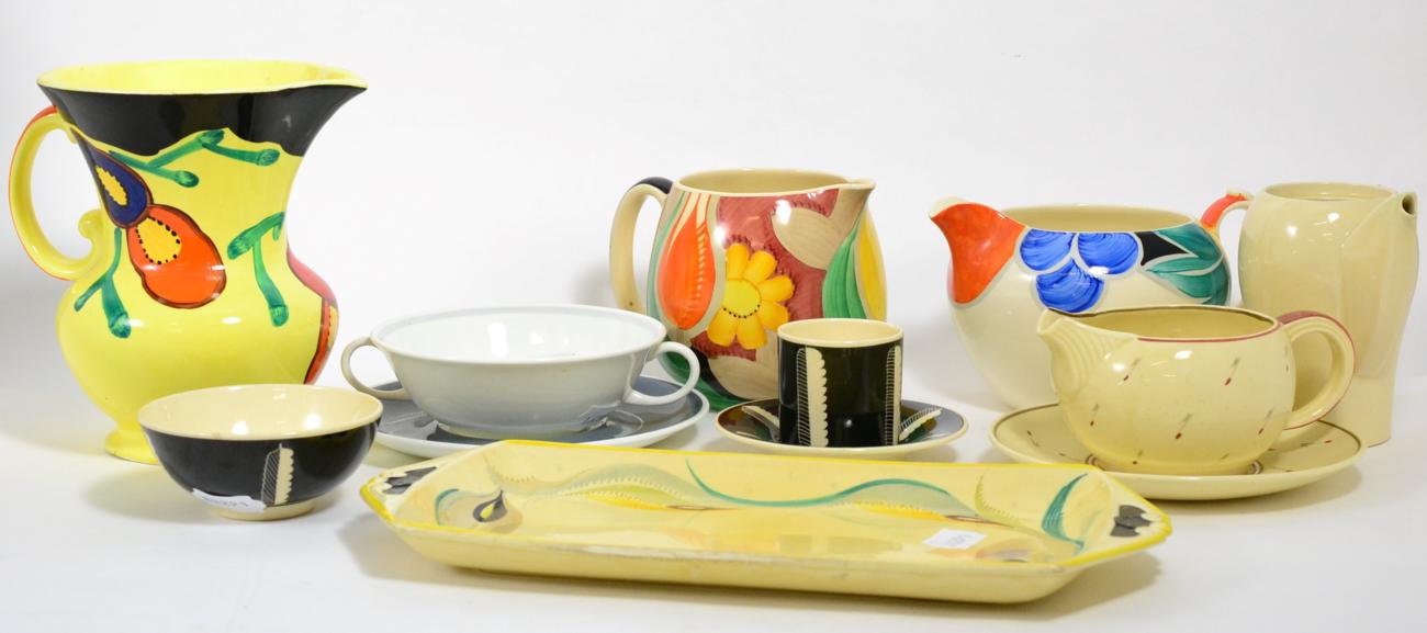 A collection of Susie Cooper items including jugs, plates etc (two trays)