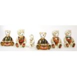 Royal Crown Derby Imari paperweights; Drummer Bear (gold stopper), Drummer Teddy No. 1197/1500 (with