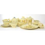 A Susie Cooper Productions Crown Works Polka Dot pattern breakfast set for two, comprising teapot