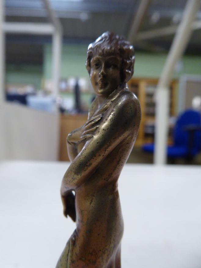 Josef Lorenzl (1892-1950), A cold-painted bronze figure, circa 1925, modelled as a woman, on a green - Image 3 of 6