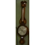 A reproduction 19th century style inlaid wheel barometer, bearing later signature