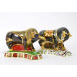 Royal Crown Derby Imari paperweights; Grecian Bull No. 702/750 (with certificate) and Bull (each