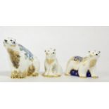 Royal Crown Derby Imari paperweights; Aurora Polar Bear No. 398/1500, Boris and Alice Polar Bear