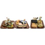 Border Fine Arts Pig, Cattle and other Farmyard models Including: 'Feeding Time' (Farmer Feeding