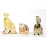 Royal Crown Derby Imari paperweights; Labrador (gold stopper), Bulldog (no stopper, second