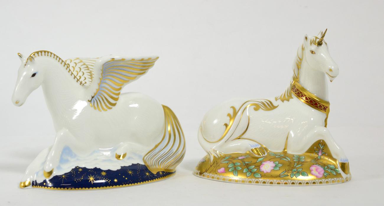 Royal Crown Derby Imari paperweights; Pegasus, the first of a pair of mythical beasts No. 387/1750