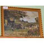 William Booth, a gypsy encampment, oil on board, signed with initials