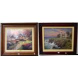 After Thomas Kinkade (American 1958-2012), limited edition canvas prints with hand embellished