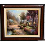 After Thomas Kinkade (American 1958-2012), limited edition canvas prints with hand embellished