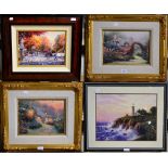 After Thomas Kinkade (American 1958-2012), limited edition canvas prints with hand embellished