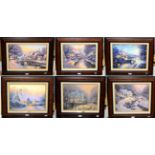 After Thomas Kinkade (American 1958-2012), limited edition canvas prints with hand embellished