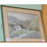 A watercolour signed C D Pearson, depicting a landscape barn scene