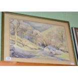 A watercolour signed C D Pearson depicting a woodland barn scene