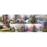 After Thomas Kinkade (American 1958-2012), limited edition canvas prints with hand embellished