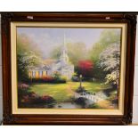 After Thomas Kinkade (American 1958-2012), limited edition canvas prints with hand embellished