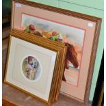 Brassington, horse racing, watercolour; together with a set of four limited edition prints